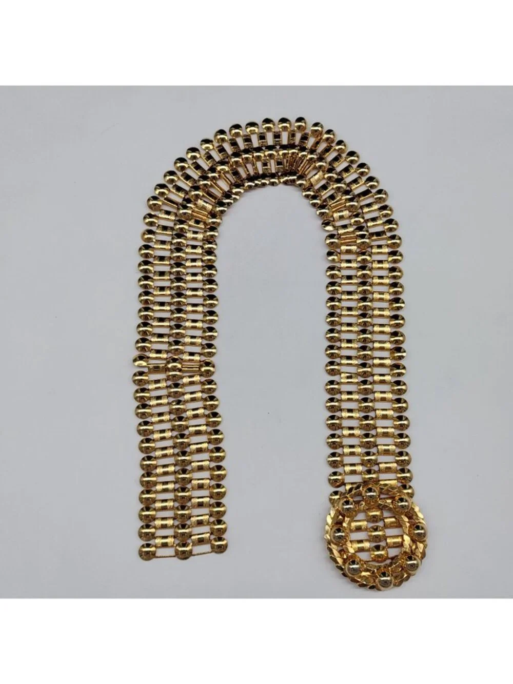 Gold Toned Metal Belt Medieval Style Statement Detail Retro Small Vintage